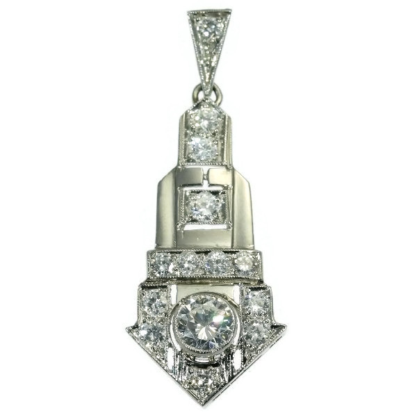 Typical high quality platinum diamond Art Deco pendant